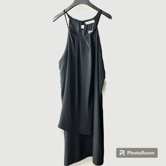Black XL Halter Mini Cocktail Dress Womens XL Stella Luce Simple Formal Layering - Picture 1 of 5